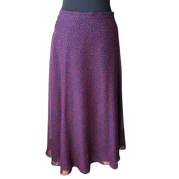 Christian Dior Silk Navy Blue Red Mini Heart Print Midi Skirt Pop Heart AW 2021 - Picture 1 of 16